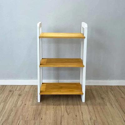 Aparador Linea Slim Moderno 3 Prateleiras Madeira Maciça 53CM Nozes e Branco Artfactory Design