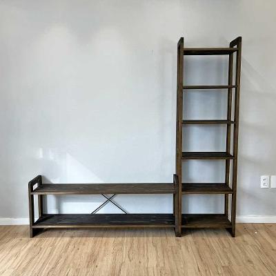 Rack para TV Slim Linea 55" 141.5CM com Estante 6 Prateleiras Amadeirado Artfactory Design