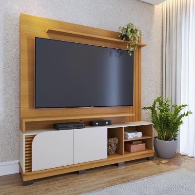 Home Theater Jurerê 1.8 para TV Até 75" 182CM MDP com Portas Giratórias Off White Colibri Móveis