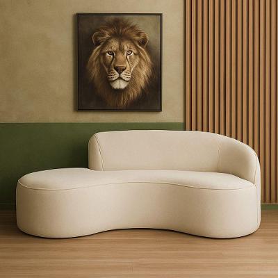 Sofá Curvo de Canto Mavie 3 Lugares 210CM Off White Bouclé Sofá Home