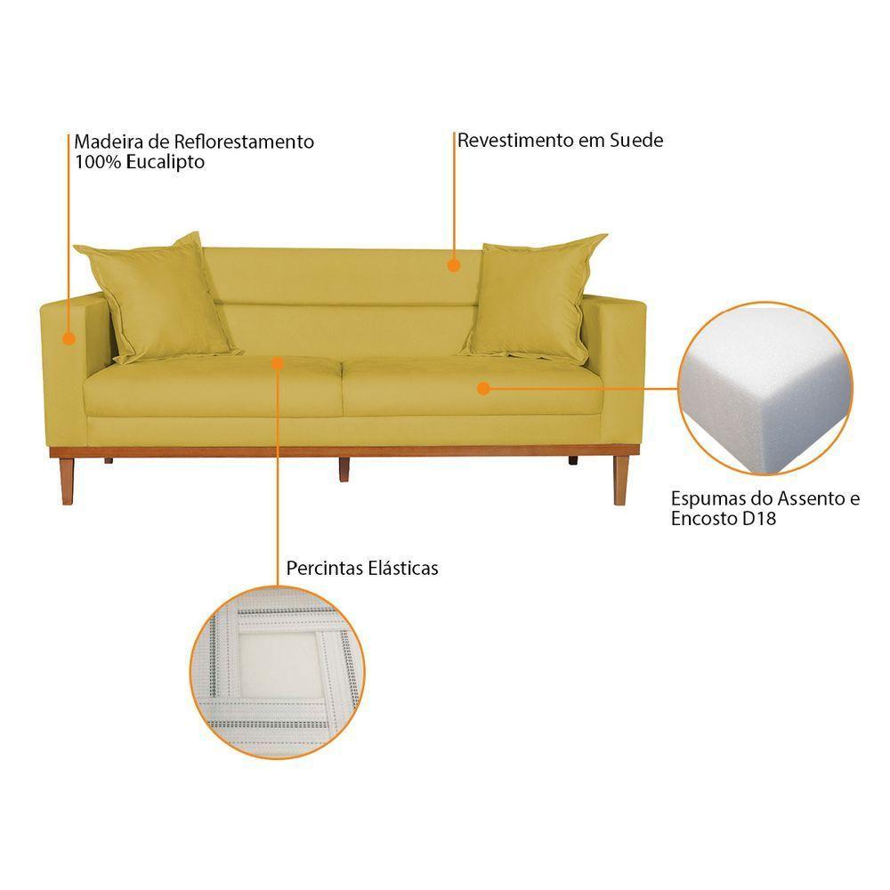 Sofá 2 Lugares Viena Suede - Doce Sonho Móveis Amarelo - 4