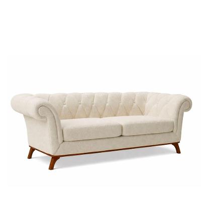 Sofá Royale 3 Lugares 230CM Off White Bouclé Clássico Sallar Home