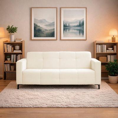 Sofá Bento 3 Lugares 200CM Off White Veludo D'Rossi