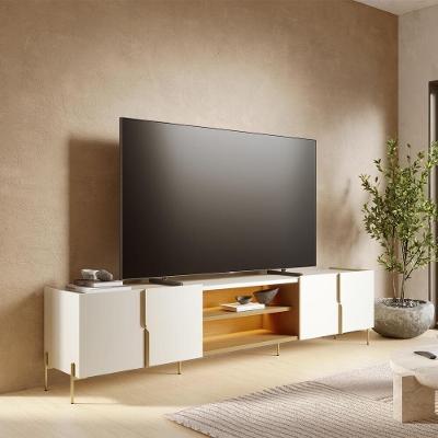 Rack Bancada Maggiore para TV 85" 240CM MDP com LED Off White e Freijó Colibri Móveis