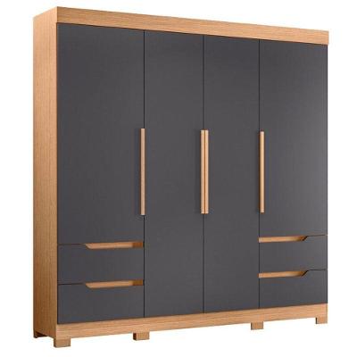 Guarda Roupa Solteiro Vivacce 04 Portas Freijo Titanium - Móveis Albatroz