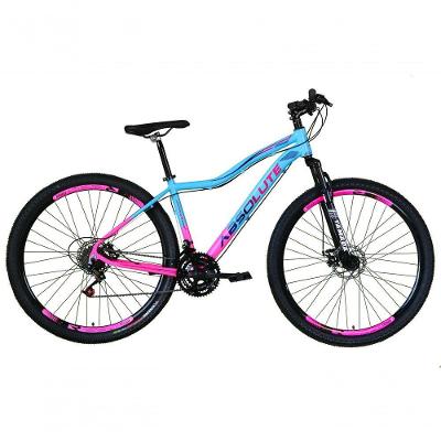 Bicicleta Aro 29 Absolute Hera Feminina Alumínio 24v Freio A Disco Garfo Suspensão Azul-Rosa 15