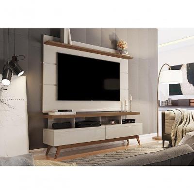 Conjunto Painel com Rack Vivare Wood 160CM MDP Off White e Freijó Giga