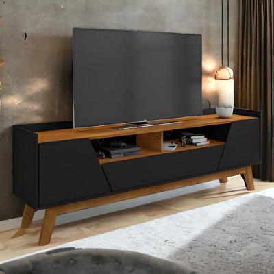 Rack com Nichos Florença 180CM MDP Preto Fosco e Naturalle Bechara Móveis
