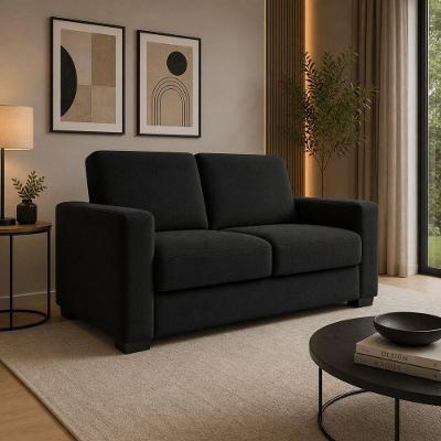 Sofá Namoradeira 3 Lugares 200CM Preto Suede Black House Decor