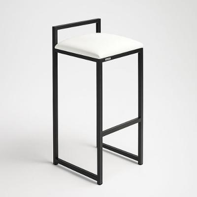 Banqueta Alta Industrial Isa Estofados Metalon Couro Sintético Branco 80cm