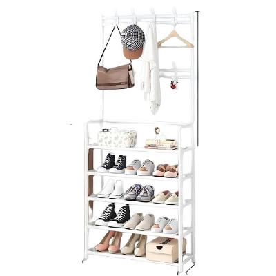 Guarda Roupa Organizador Sapateira e Cabideiro 5 Prateleiras Metal com Tecido Branco