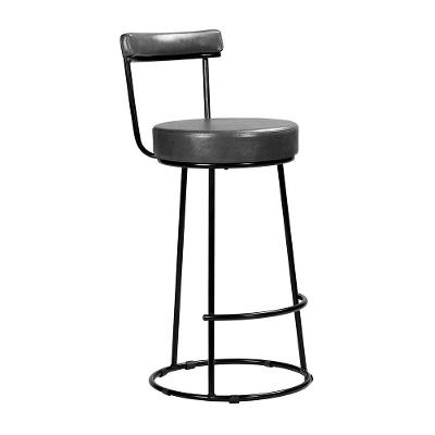 Banqueta Meive Assento em Courino Base de Aço Encosto Fixo 96cm Preto Sal Móveis
