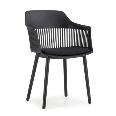 Cadeira de Jantar Montreal Polipropileno Estofado PU Preto Sallar Home