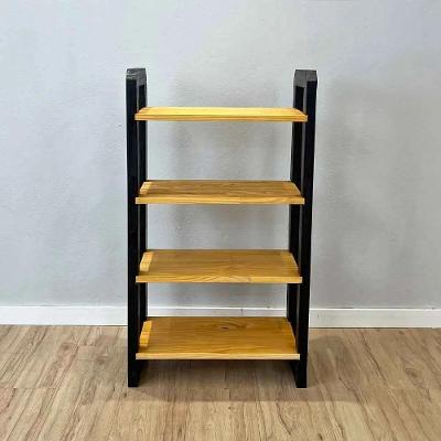 Aparador Linea Slim Moderno 4 Prateleiras 54CM Nozes e Preto Artfactory Design