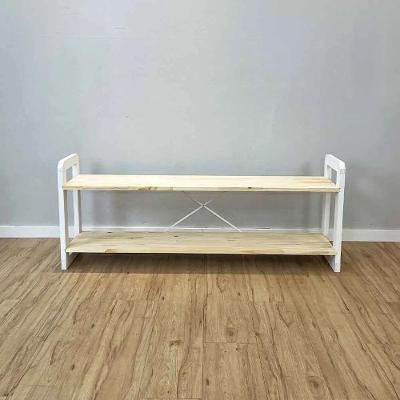 Rack Tv Linea para TV 55" 140CM Madeira Pinus Fosco Natural e Branco Artfactory Design