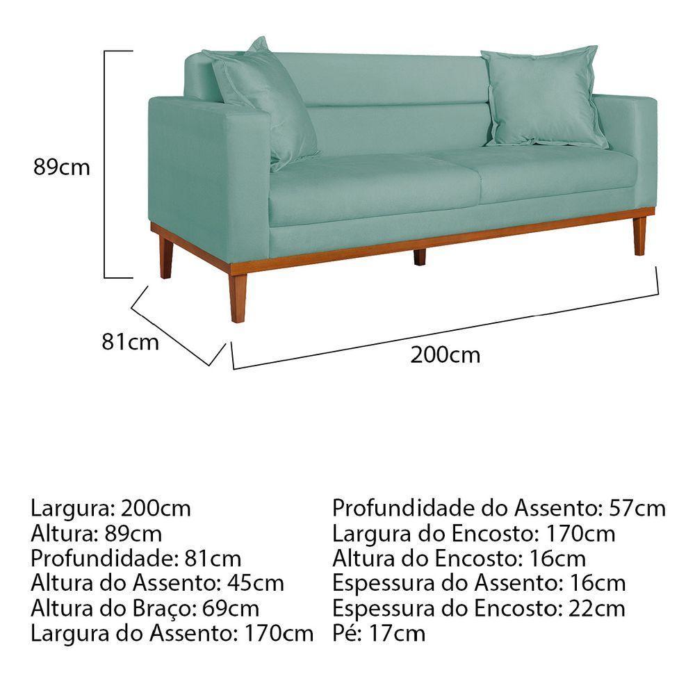 Sofá 2 Lugares Viena Suede - Doce Sonho Móveis Azul Tiffany - 5