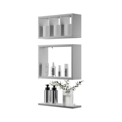 Kit Nichos e Prateleiras Eze Modular MDP Fixação Parafuso Organizador Banheiro Branco 30CM
