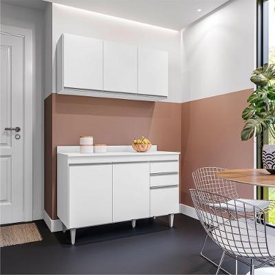 Conjunto Balcão de Cozinha Pursat G96 6 Portas 2 Gavetas MDF-MDP Branco Gran Belo