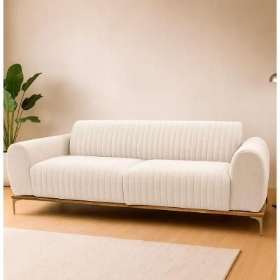 Sofá Cocie 3 Lugares 230CM Off White Linho Estrutura Madeira Sofa Home