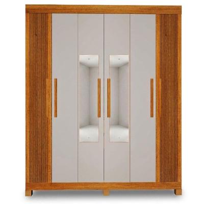 Guarda Roupa Casal Andorinha 6 Portas de Bater 2 Gavetas MDF Naturalle Off White Valdemóveis