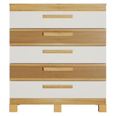 Cômoda Sabiá 5 Gavetas MDF-MDP Puxador em MDF Off White Valdemóveis