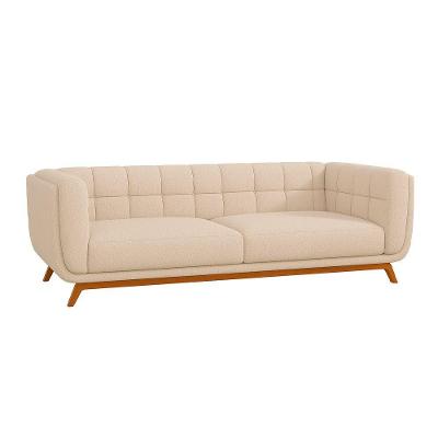 Sofá Coin 2 Lugares 200CM Off White Bouclé Nobre Conforto Moderno Sallar Home