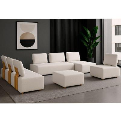 Sofá Modular Hugo 3 Lugares com Chaise 222CM Off White Sallar Home