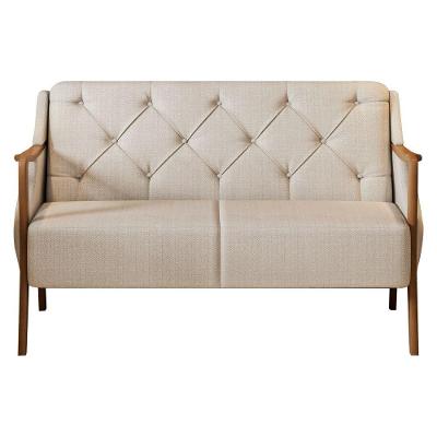 Sofá Zoe 2 Lugares 135CM Off White e Bege Linho Moderno Sallar Home