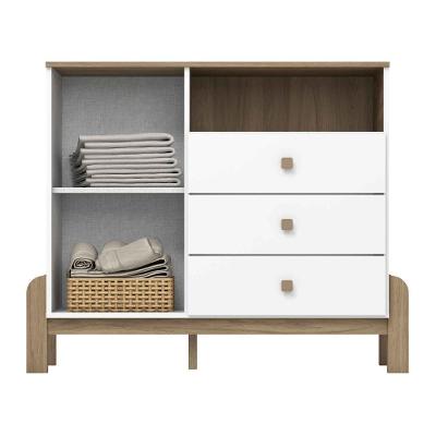 Cômoda Ternura 3 Gavetas MDP sem Puxador Branco e Jequitibá Móveis Henn