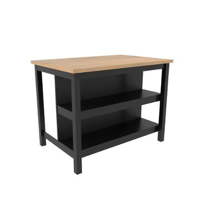 Ilha de Cozinha CD-1019 2 Prateleiras MDP 120CM Preto Ditália Móveis