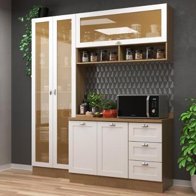 Cozinha Completa Denver 5 Portas 3 Gavetas MDF-MDP 190CM Branco Ditália Móveis