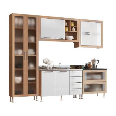 Armário de Cozinha Aspen A10 5 Módulos MDP 270CM Carvalho e Branco