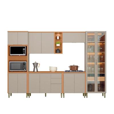 Cozinha Completa Arya 6 Portas 2 Gavetas MDF 120CM Jequitibá e Gris Fosco Arya