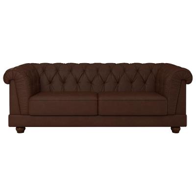 Sofá Living 2 Lugares 190CM Marrom Couro Sintético Apso Sallar Home