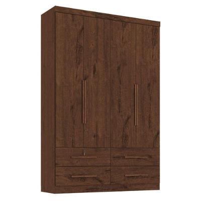 Guarda Roupa Solteiro Maximus 4 Portas 4 Gavetas Jacarandá Fosco - Zanzini