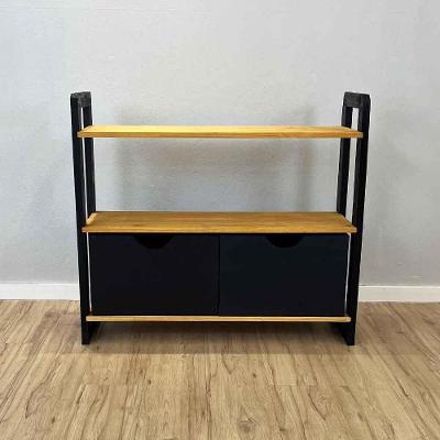 Aparador Linea Ample Moderno 2 Gavetas Madeira Maciça 100CM Nozes e Preto Artfactory Design