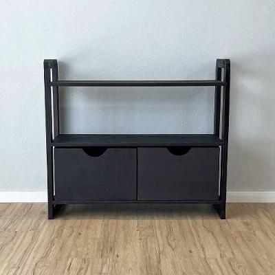 Aparador Linea Ample Moderno 2 Gavetas Madeira Maciça 100CM Preto Artfactory Design