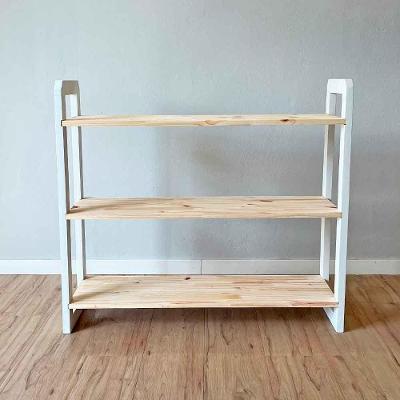 Aparador Linea Ample Moderno 3 Prateleiras 100CM Natural e Branco Artfactory Design