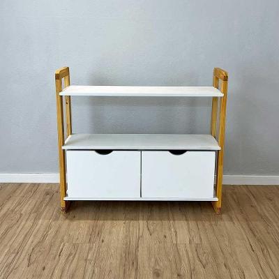 Aparador Linea Ample Moderno sem Porta 2 Gavetas Madeira Maciça 100CM Branco e Nozes Artfactory