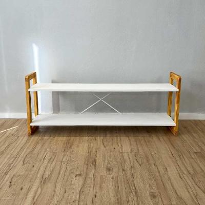 Rack Tv Linea para TV 55" 140CM Madeira Pinus Fosco Branco e Nozes Artfactory Design