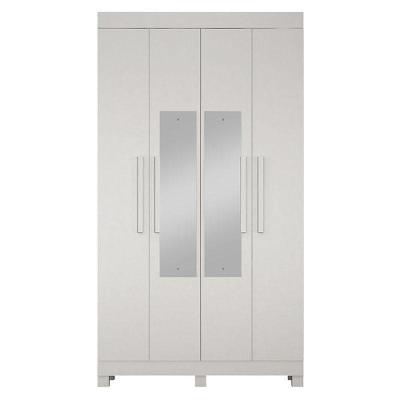 Guarda Roupa Casal Quero 4 Portas com Espelho e Gavetas MDF Branco Valdemóveis
