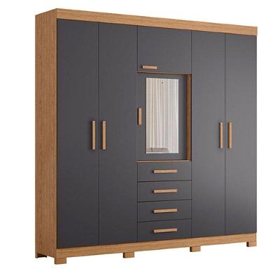 Guarda Roupa Casal Virtus 06 Portas Freijó Titanium - Móveis Albatroz