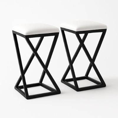 Kit 2 Banquetas Industriais Couro Sintético Base em Z sem Encosto Branco Isa Estofados