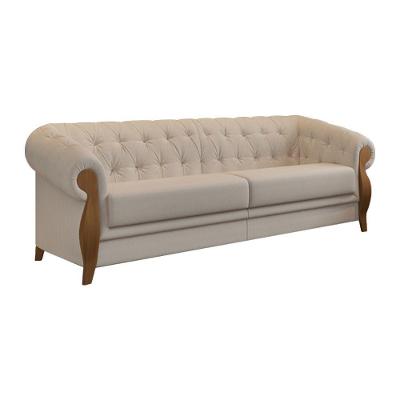 Sofá Pugle 3 Lugares Fixo 244CM Bege Bouclé Suave Sallar Home