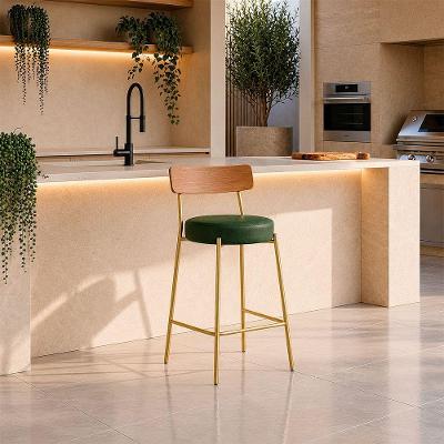 Banqueta Londrina Pu D03 Assento PU Base Fixa com Encosto Fixo 95cm Verde D'Rossi