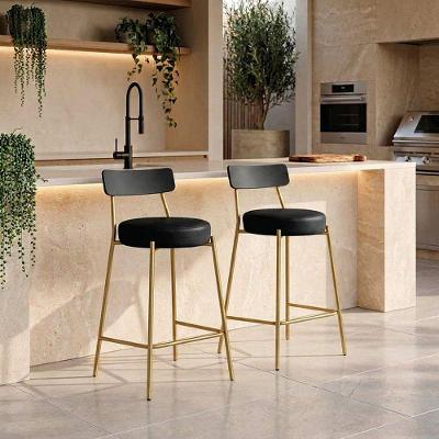 Banqueta Londrina Pu D03 Assento PU Base Fixa com Encosto 95cm Preto D'Rossi