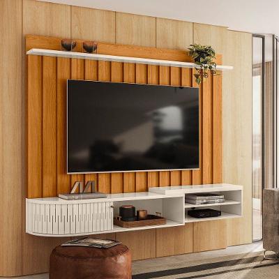 Painel Tv Elvano 75" 207CM MDP com Bancada Suspensa Cinamomo Off White D'Rossi