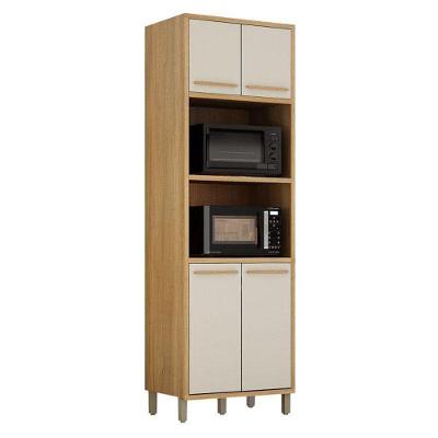 Paneleiro Torino 4 Portas 2 Nichos MDP-MDF 73CM Cinamomo e Off White