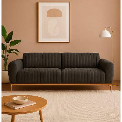 Sofá Cocie 3 Lugares 230CM Preto Acinzentado Linho Estrutura Madeira