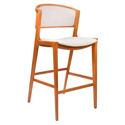 Banqueta Cyndi Assento em Tecido Base Madeira Maciça sem Encosto 72cm Off White Factor Nutrition